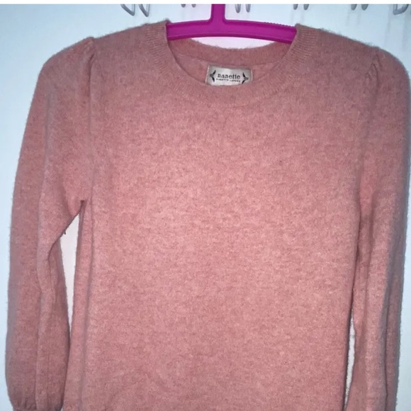 Nanette Lepore 2-Ply Cashmere Sweater Womens Small Pink Puff Sleeve Pullover - Picture 2 of 7